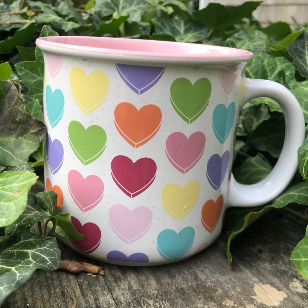 Market Finds Colorful Hearts Ceramic Coffee Tea Mug  Valentine's Day Gift